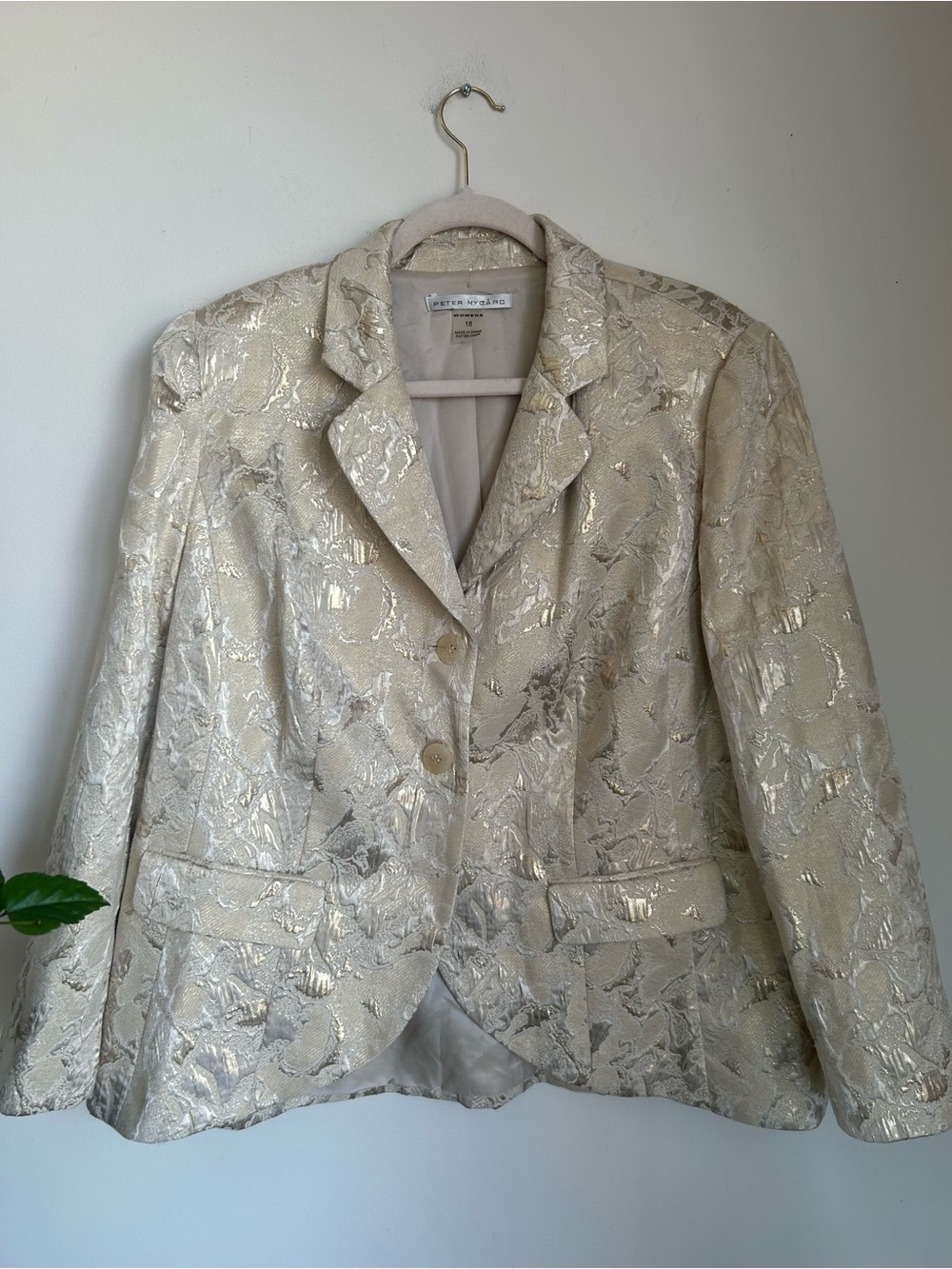 Peter Nygard Metallic Brocade Blazer - Ivory